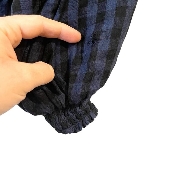 CABI Aberdeen Navy Black Plaid Button Up Shirt Ruffled Long Sleeve Women's Small - Picture 5 of 7